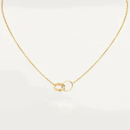 LOVE NECKLACE DOUBLE RING GOLD