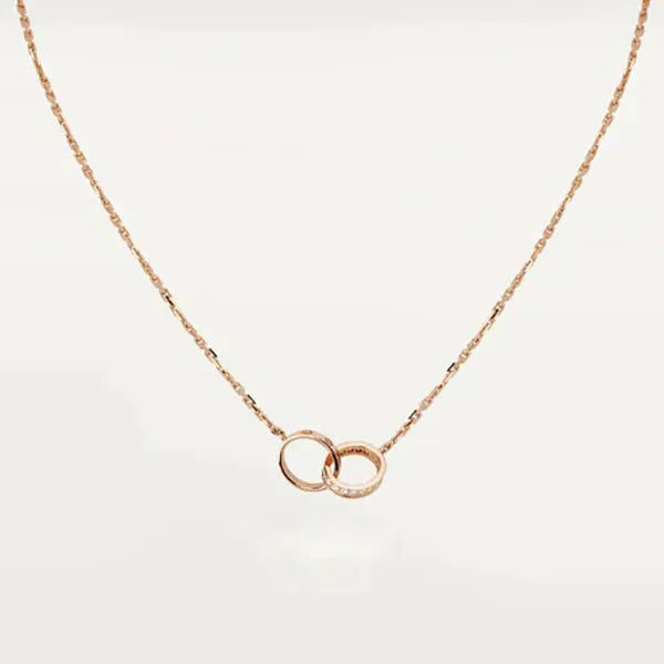 LOVE NECKLACE ROSE GOLD AND SILVER DIAMOND