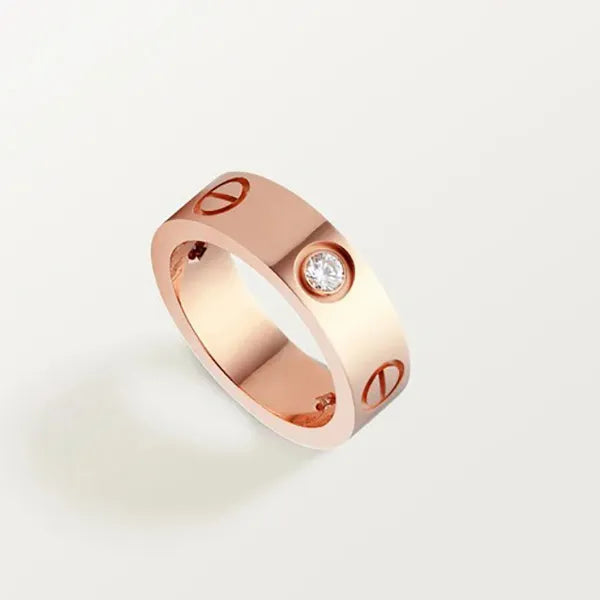 LOVE RING 5.5MM 3 DIAMONDS PINK GOLD