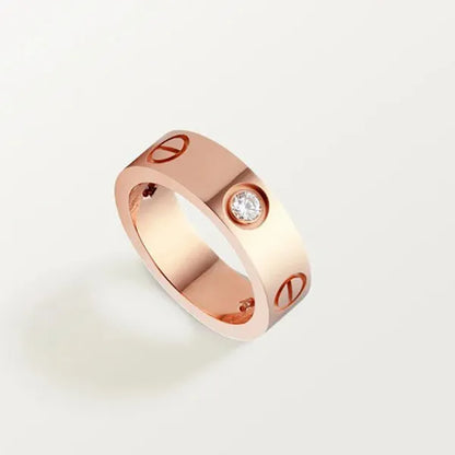 LOVE RING 5.5MM 3 DIAMONDS PINK GOLD