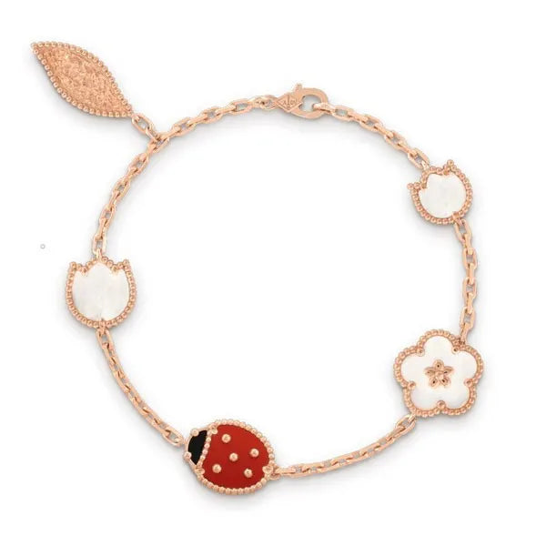 LUCKY SPRING PINK GOLD BRACELET 5 MOTIFS