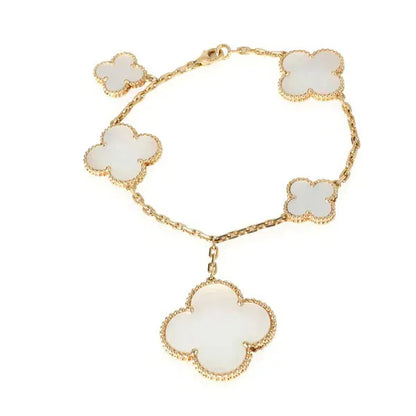 MAGIC CLOVER MOP PINK GOLD BRACELET 5 MOTIFS