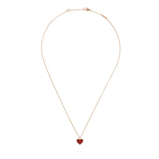 SWEET CLOVER CARNELIAN HEART NECKLACE