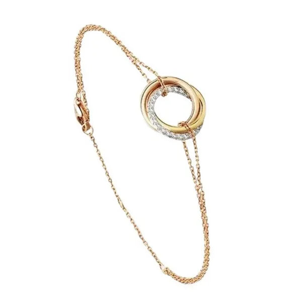 TRINITY BRACELET GOLD SILVER PINK GOLD DIAMONDS