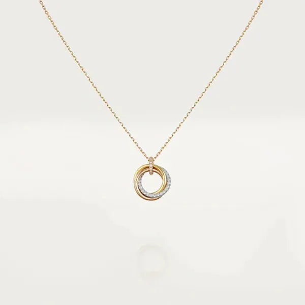 TRINITY NECKLACE SILVER GOLD PINK GOLD DIAMONDS