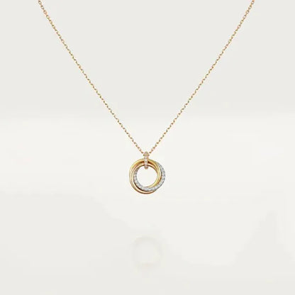 TRINITY NECKLACE SILVER GOLD PINK GOLD DIAMONDS