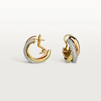 TRINITY PINK GOLD DIAMOND GOLD EARRINGS