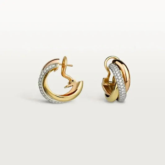 TRINITY PINK GOLD DIAMOND GOLD EARRINGS