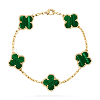 CLOVER MALACHITE BRACELET 5 MOTIFS