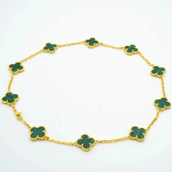VINTAGE MALACHITE NECKLACE 10 MOTIFS GOLD
