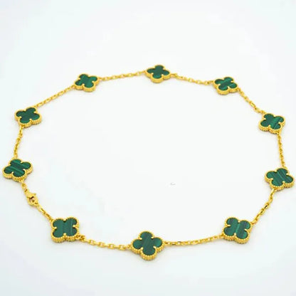 VINTAGE MALACHITE NECKLACE 10 MOTIFS GOLD