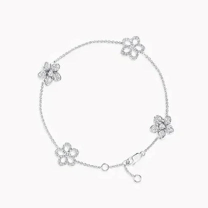 WILDFLOWER 4 MOTIFS SILVER DIAMOND BRACELET