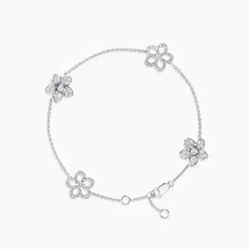 WILDFLOWER 4 MOTIFS SILVER DIAMOND BRACELET