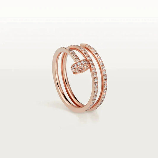 JUSTE RING 1.8MM PINK GOLD DOUBLE ROW DIAMONDS