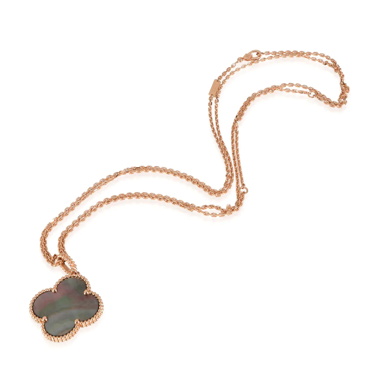 CLOVER GOLD DARK MOP BIG CLOVER NECKLACE