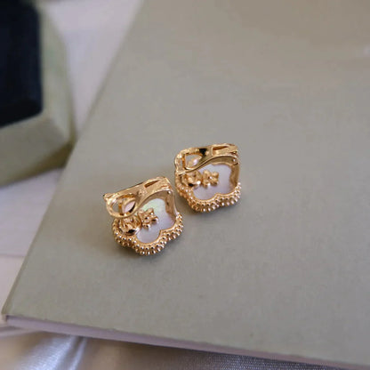 LUCKY PINK GOLD WHITE MOP EARRINGS