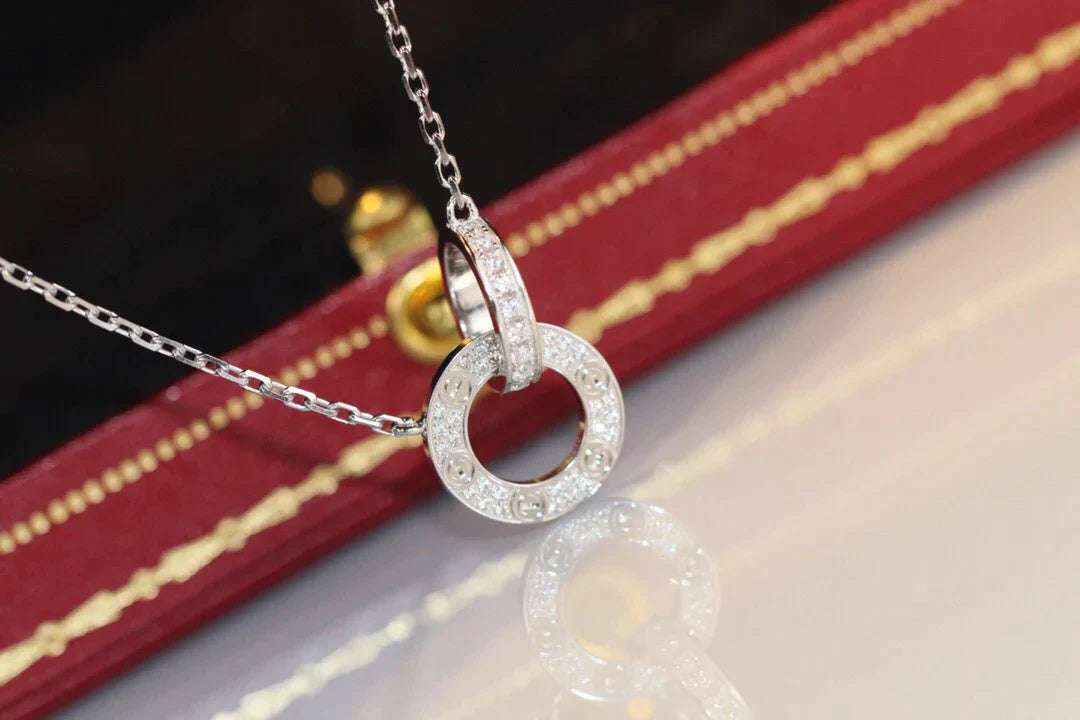 LOVE DOUBLE RING DIAMOND NECKLACE