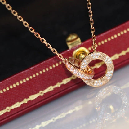 LOVE DOUBLE RING DIAMOND NECKLACE