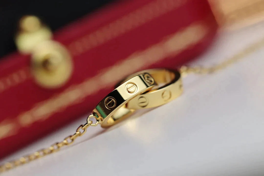 LOVE NECKLACE DOUBLE RING GOLD