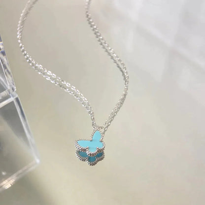 BUTTERFLY PENDANT SILVER TURQUOISE NECKLACE