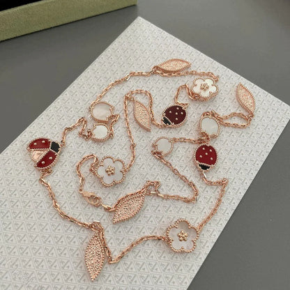 LUCKY SPRING 15 MOTIFS PINK GOLD NECKLACE
