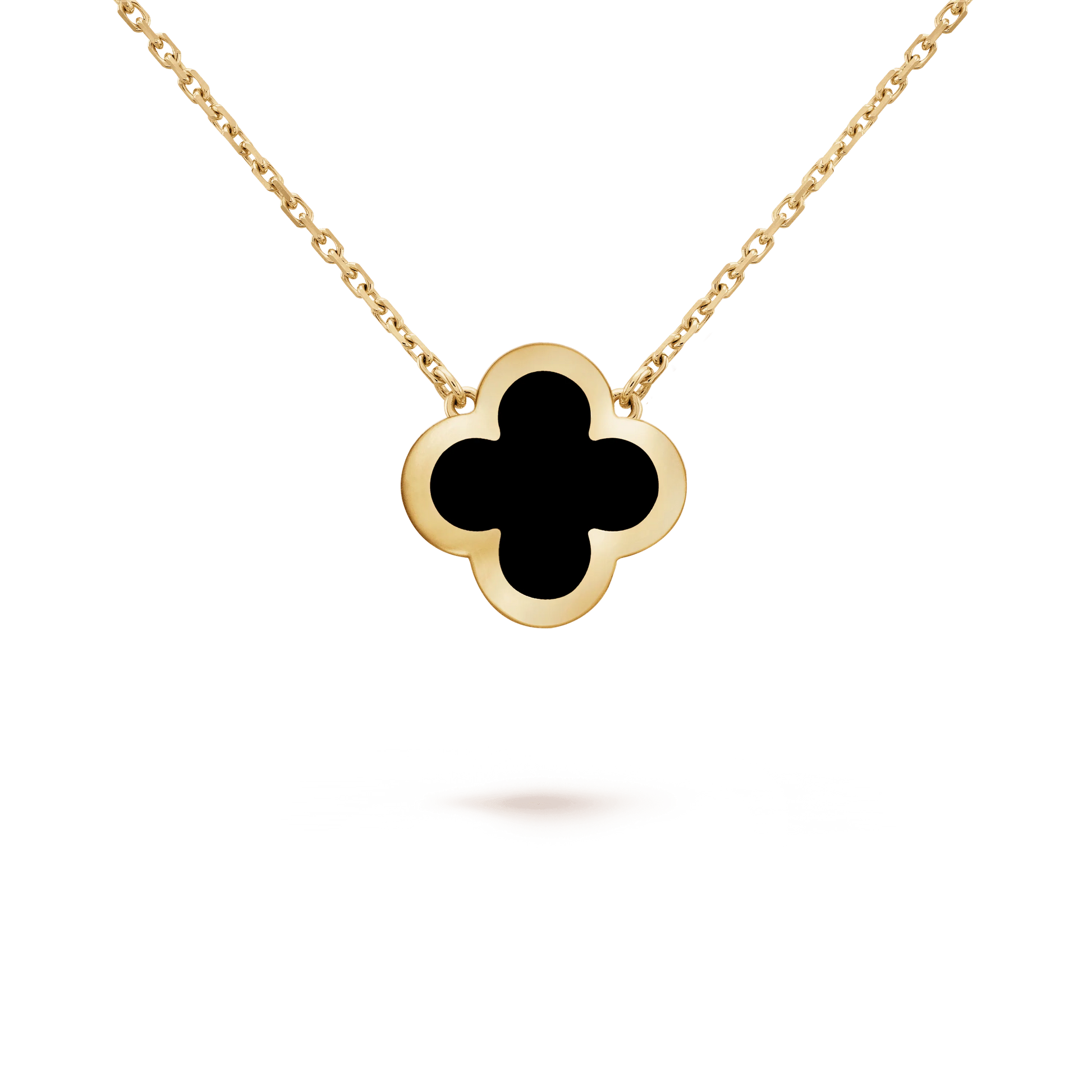 PURE CLOVER PINK GOLD ONYX NECKLACE