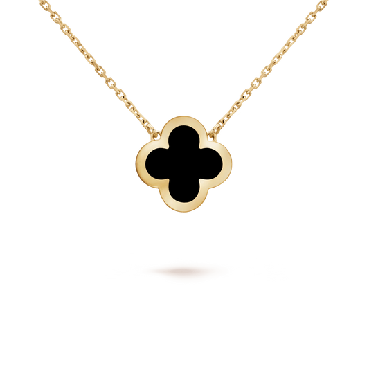 PURE CLOVER PINK GOLD ONYX NECKLACE