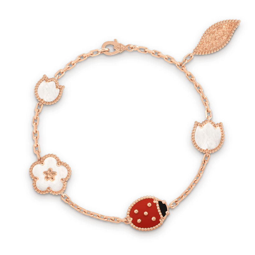 LUCKY SPRING PINK GOLD BRACELET 5 MOTIFS