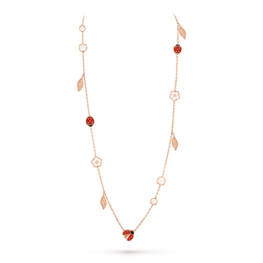 LUCKY SPRING 15 MOTIFS PINK GOLD NECKLACE