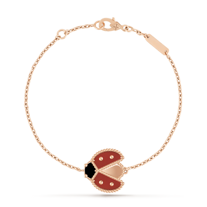 LUCKY SPRING OPEN WINGS BUG PINK GOLD BRACELET