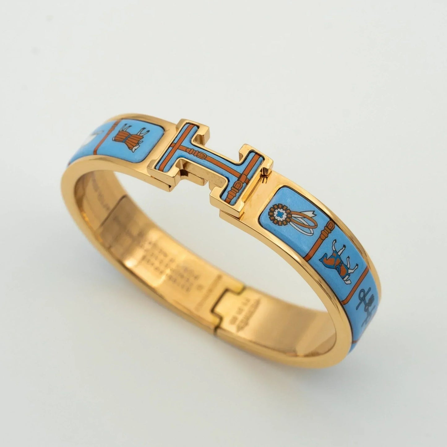 H PINK GOLD BRACELET BLUE CERAMIC