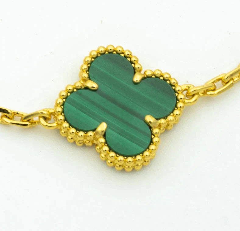 CLOVER MALACHITE DIAMOND BRACELET 5 MOTIFS