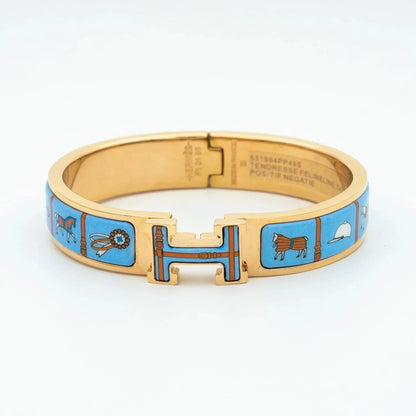 H PINK GOLD BRACELET BLUE CERAMIC