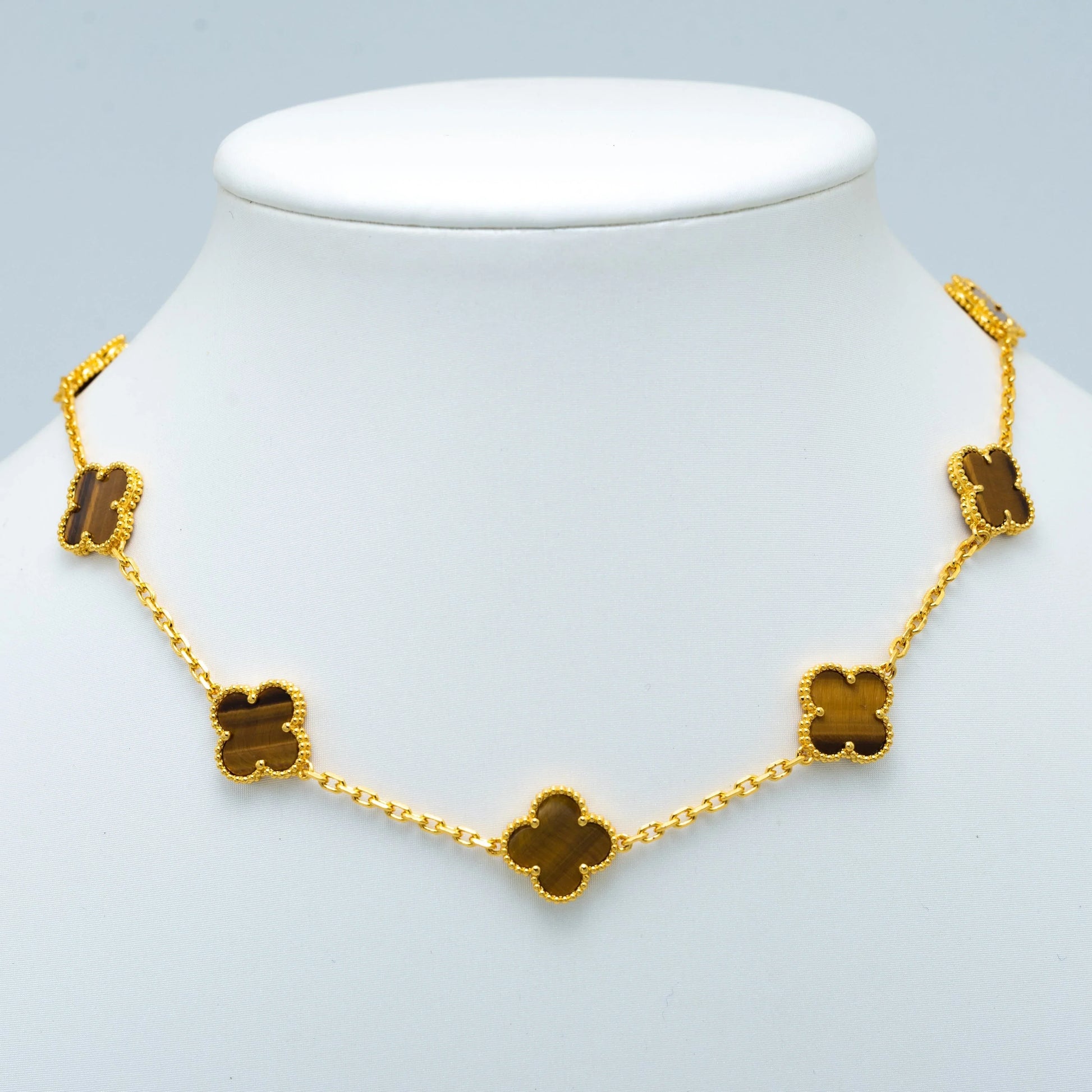 VINTAGE TIGER EYE NECKLACE 10 MOTIFS GOLD – - Main Image