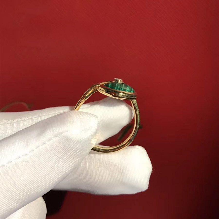 AMULETTE MALACHITE DARK RING GOLD DIAMOND