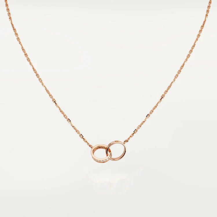 LOVE NECKLACE ROSE GOLD AND SILVER DIAMOND