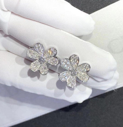 FRIVOLE SILVER FLOWER DIAMOND EARRINGS