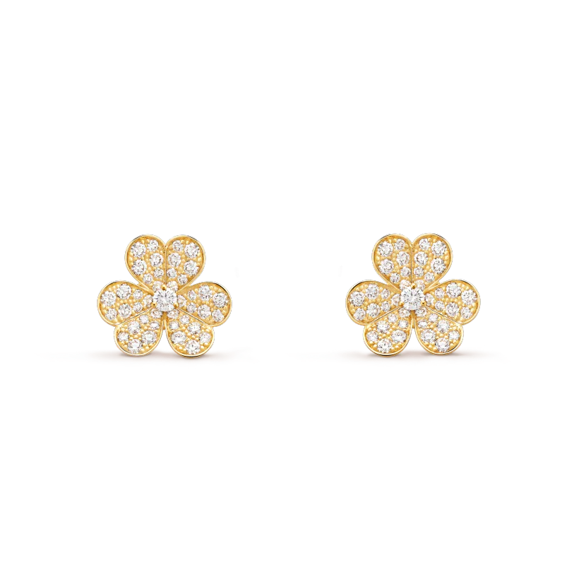 FRIVOLE GOLD FLOWER DIAMOND EARRINGS