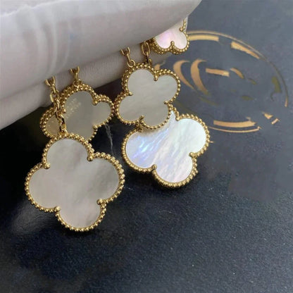 CLOVER EARRINGS WHITE MOP 4 MOTIFS GOLD