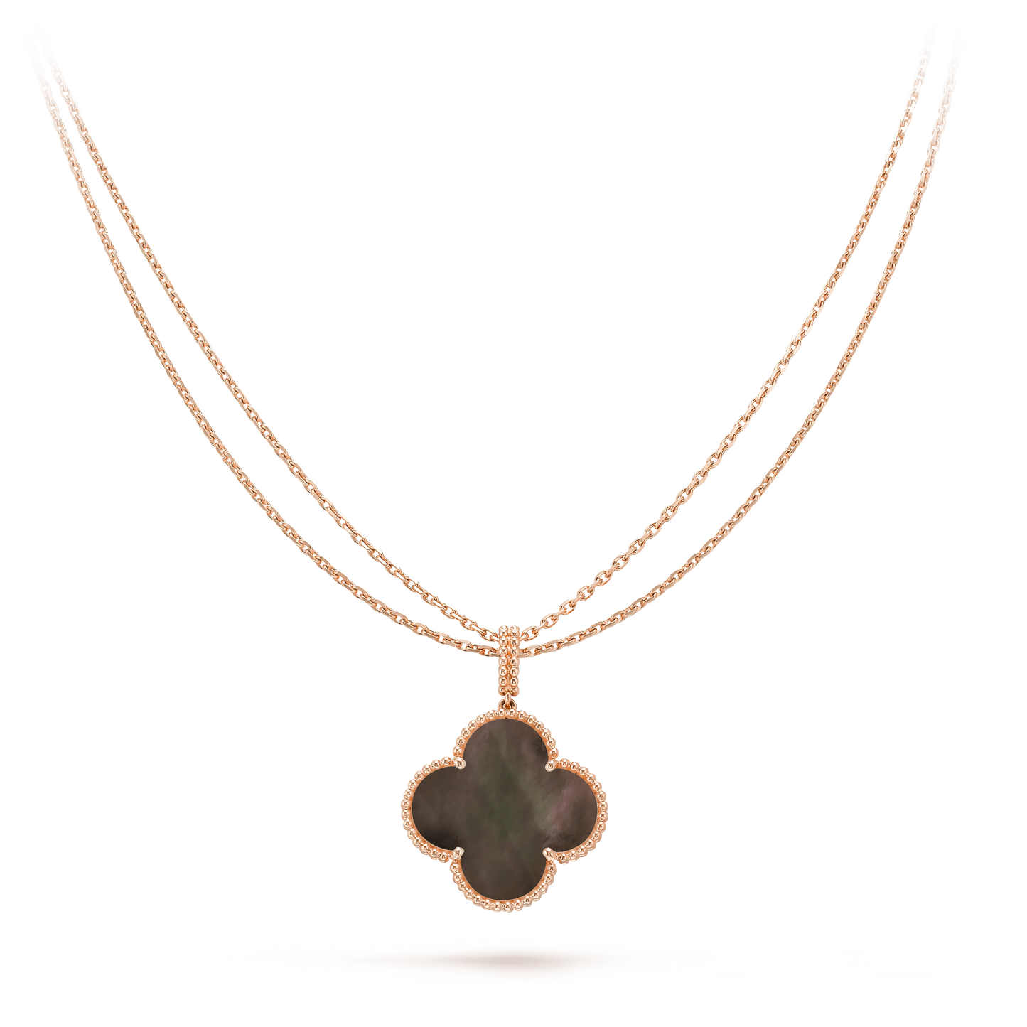 CLOVER GOLD DARK MOP BIG CLOVER NECKLACE