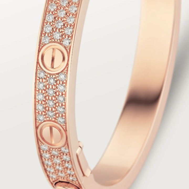 Bracelet Rose Gold Diamond Pave Cartier Bracelet All Diamonds